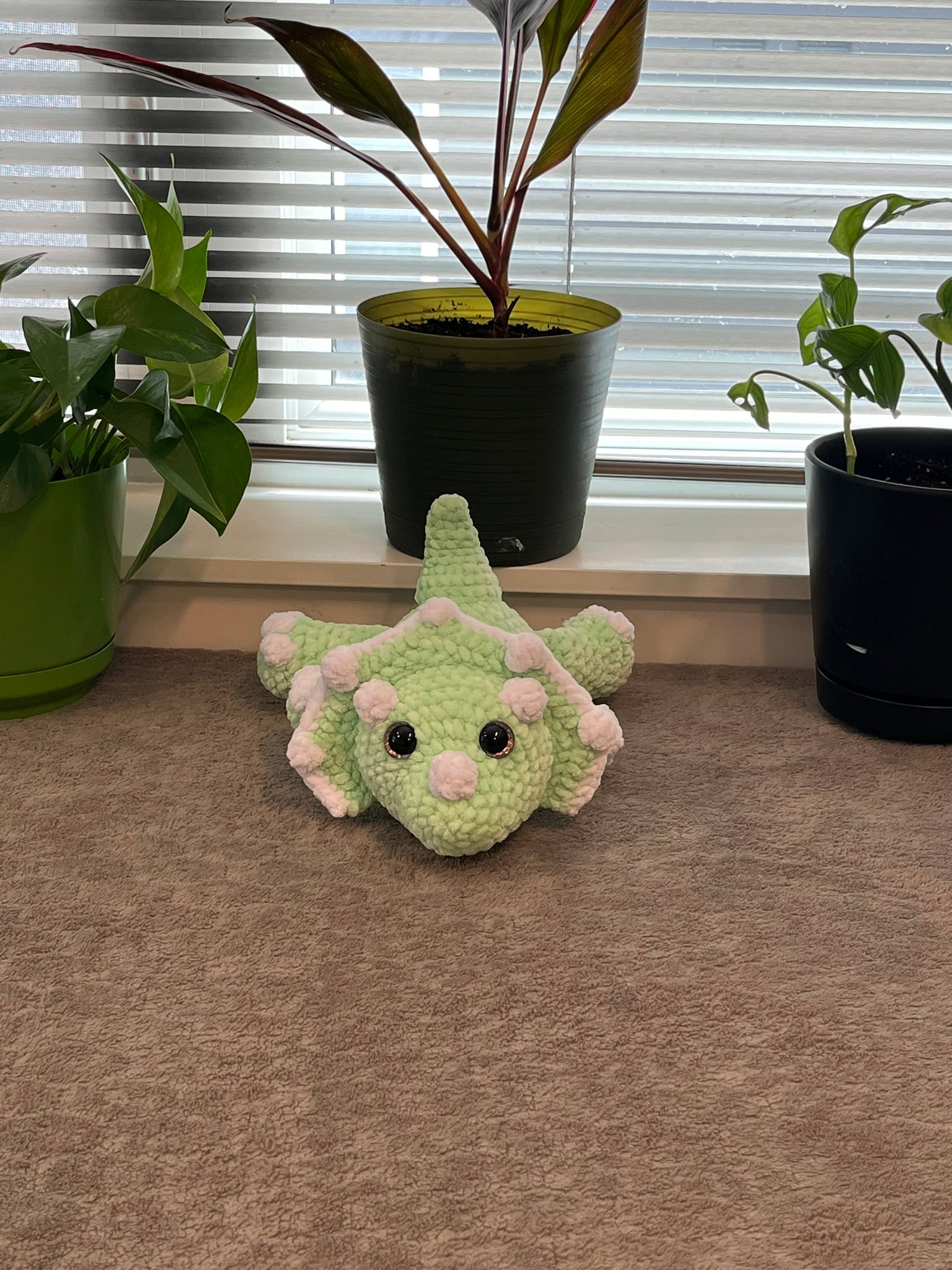 Crochet Laying Triceratops Pattern - Free Amigurumi Pattern